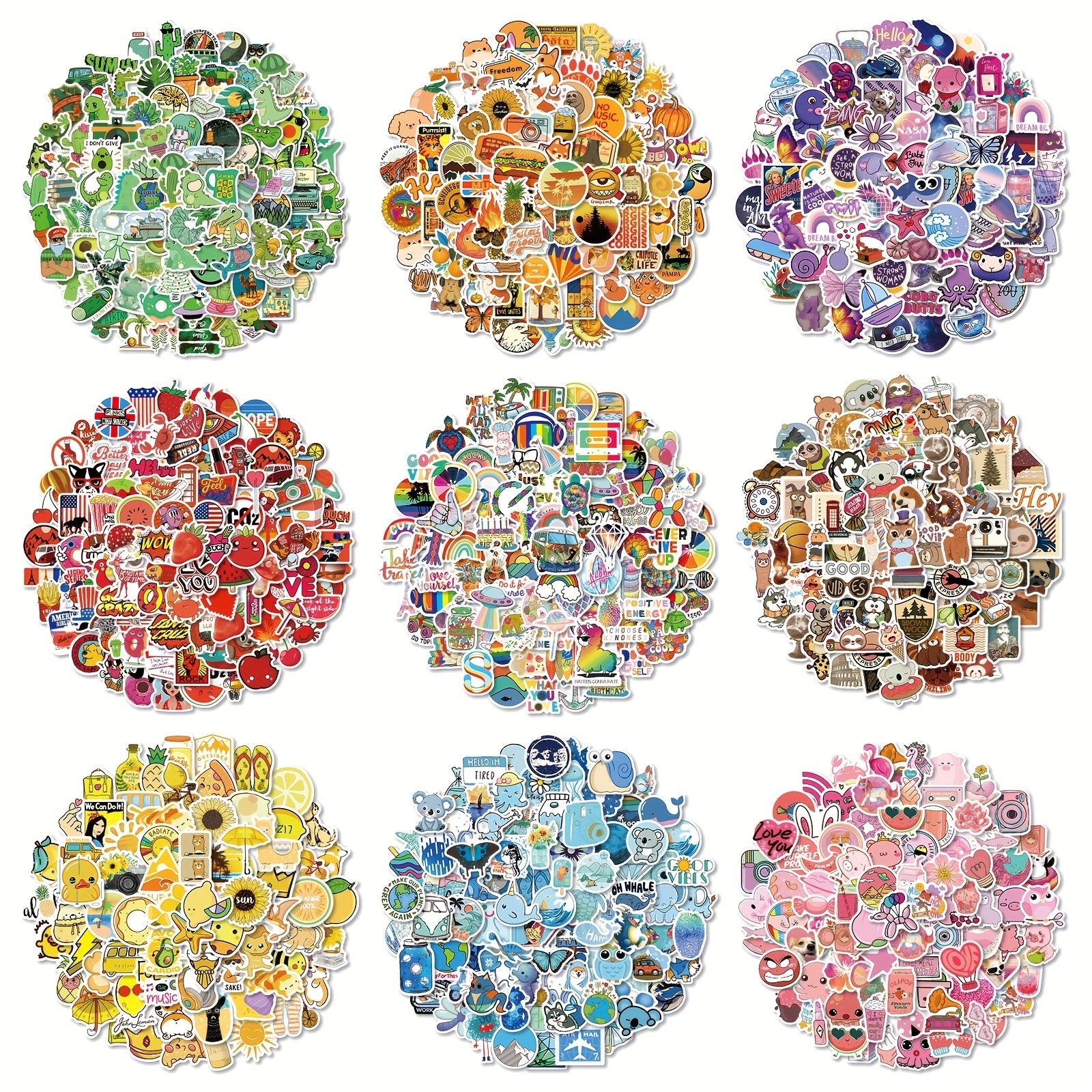 1000pcs Cartoon Colorful Doodle Stickers Water Cup Notebook Journal Decoration