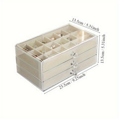 Transparent Jewelry Box Earring Ring Storage Box Drawer Style Necklace Brace