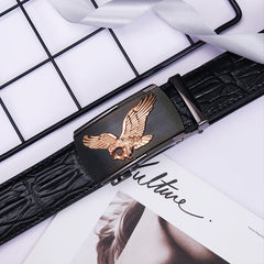 Men's Business Leather Belt with Eagle Embossed Buckle
