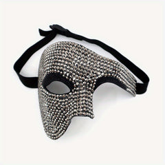 Men's Rhinestone Half Face Mask Halloween Party Dress Up Adornment