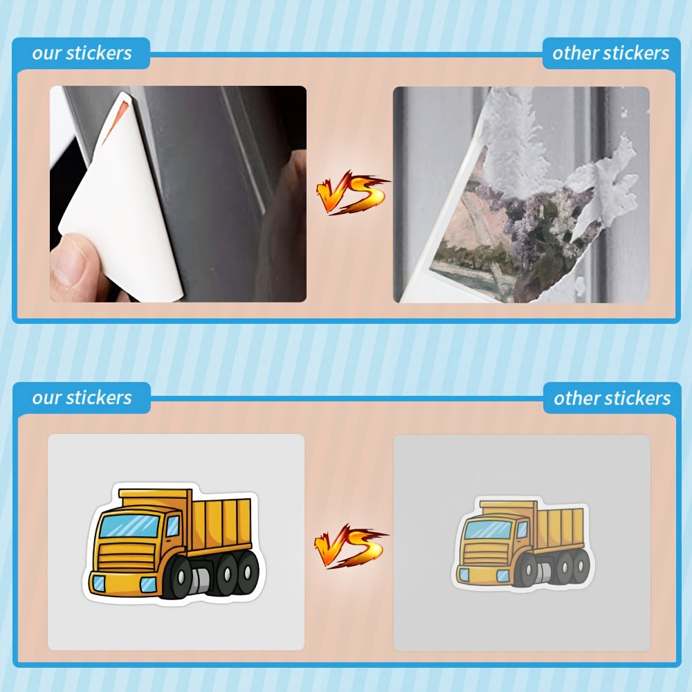 60pcs Construction Vehicles Stickers Waterproof Engineering Vehicles Stickers