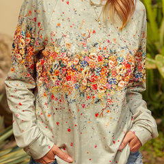 Floral Print Long Sleeve Sweatshirt