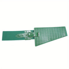Plaid Embossed Wide Belt PU Leather Elastic Waistband for Women
