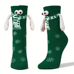 Christmas Doll Hand in hand Mid calf Socks For Couples