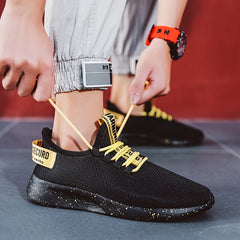 Men's Knit Letter Print Running Sneakers Soft Anti-skid Shoes