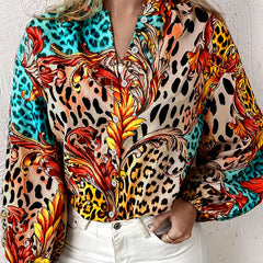 Baroque Print Lantern Sleeve Blouse