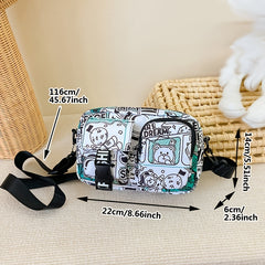 Kids Bear Print Zipper Messenger Bag Coin Purse Wallet Crossbody Bag