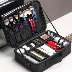 Large Capacity Travel Makeup Case with Adjustable Dividers