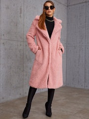 Plush Lapel Neck Coat for Winter Women's Outerwear