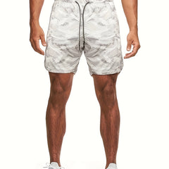 Camouflage Print Men's Comfy Drawstring Shorts