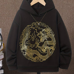 Boy's Dragon Pattern Hoodie Long Sleeve Top