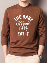 THE BABY Knitted Sweater Men's Casual Warm Mid Stretch Pullover