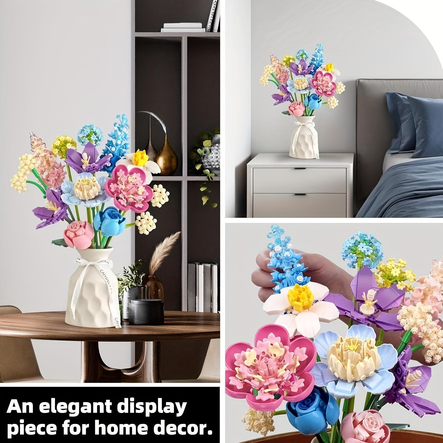 Adult Bouquet 1002pcs Flower Building Blocks Set Unique Home Decoration