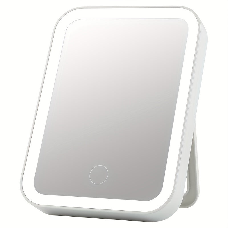 Portable Folding LED Vanity Mirror 3 Lighting Modes USB Rechargeable Pink