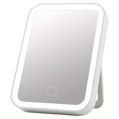 Portable Folding LED Vanity Mirror 3 Lighting Modes USB Rechargeable Pink