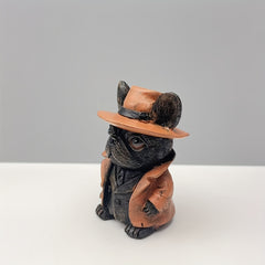 French Bulldog in Brown Hat Resin Figurine for Home Decor or Gift
