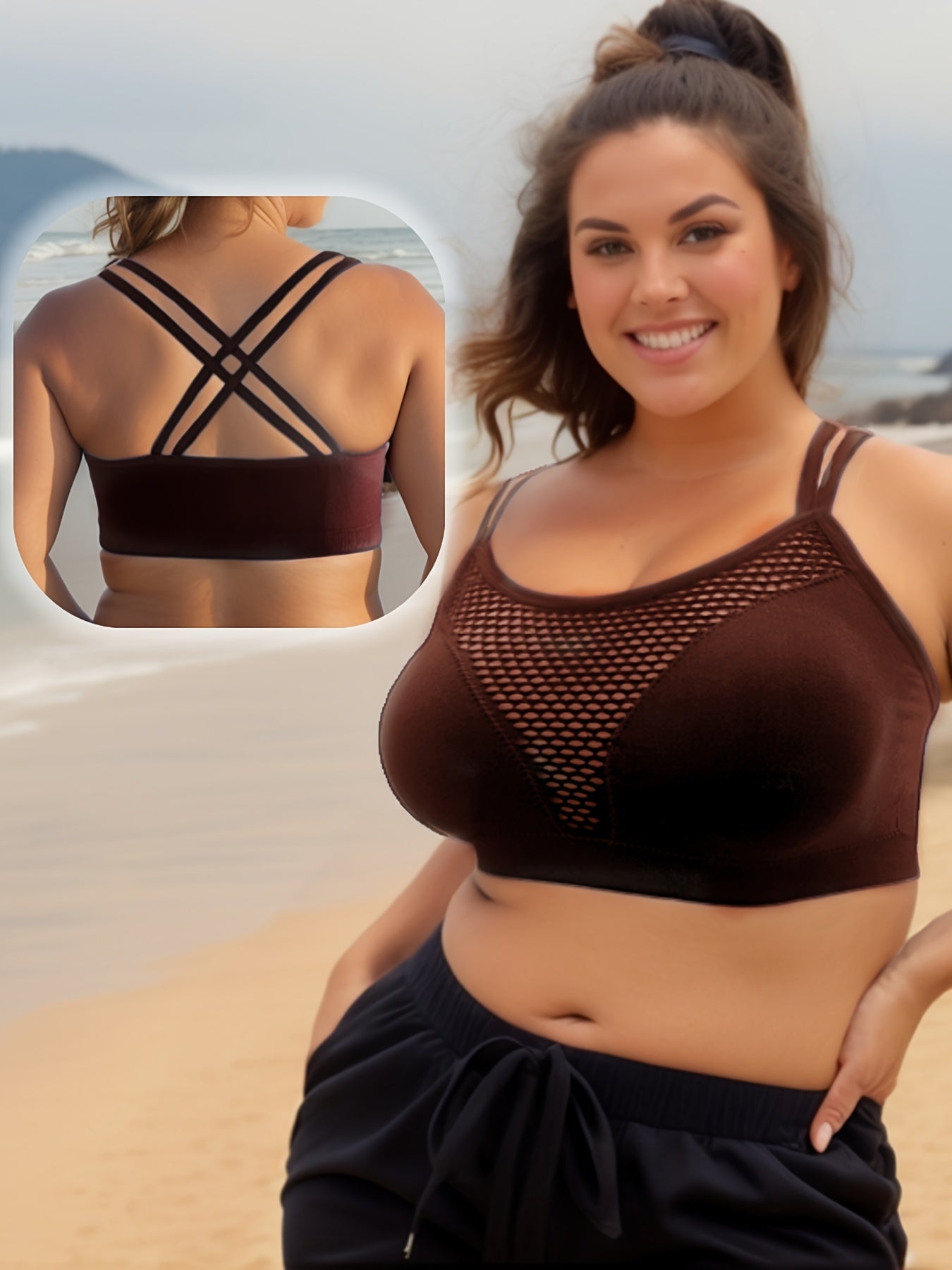 Sports Bra Solid Breathable Criss Cross Fitness Bra