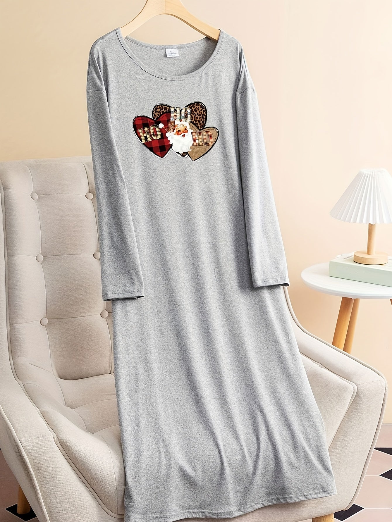 Santa Claus Graphic Long Sleeve Tee Dress