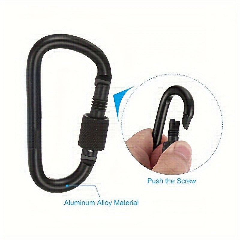 4pcs 7 Locking Hook Aluminum D Shape Clip For Outdoor Camping Hiking