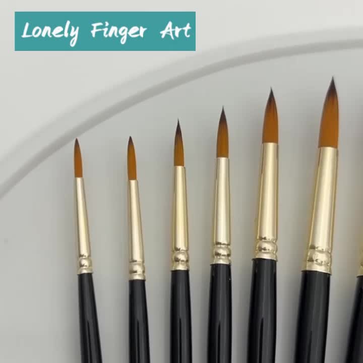 12pcs Professional Paint Brushes Set Round Pointed Tip Nylon Hair Acrylic Brush