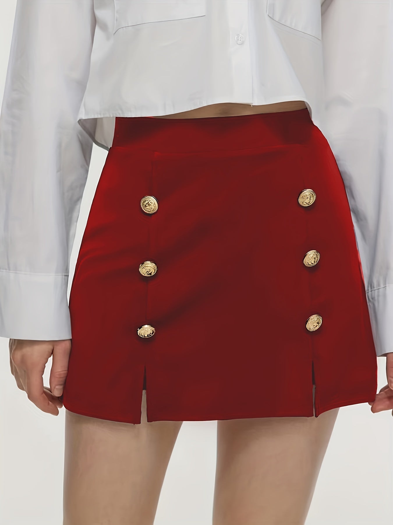 Double Breasted Mini Skirt High Waist Casual Skirt