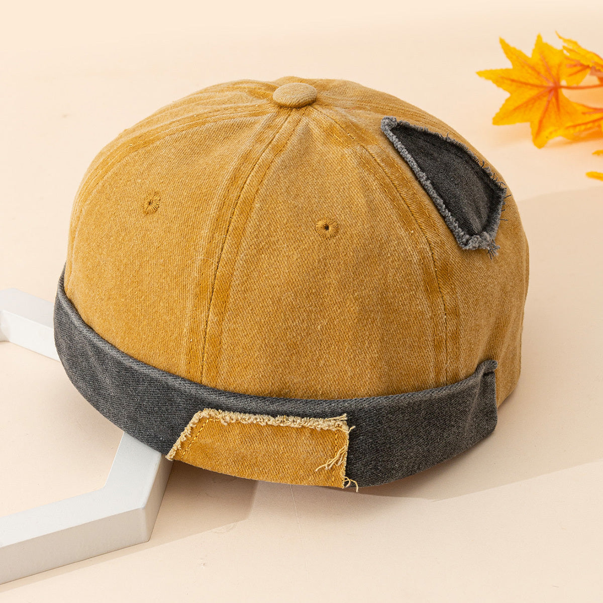 Cotton Sunshade Ripped Distressed Beanie Hat for Men Women