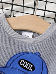 Baby Boys Cartoon Graphic Casual Set Pullover Top & Pants 2pcs Outfit