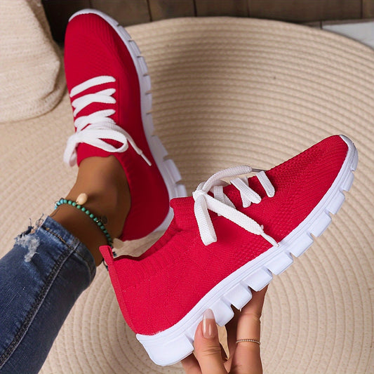 Women's Lightweight Red Running Shoes Anti-slip Sneakers
