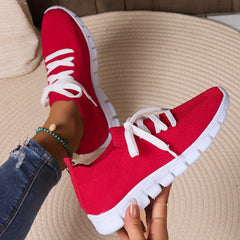 Women's Lightweight Red Running Shoes Anti-slip Sneakers