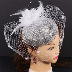 Vintage Style Bridal Veil Hat with Tassel Mesh Headpiece Wedding Accessory
