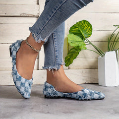 Women's Plaid Pattern Flat Shoes Point Toe Lightweight Walking Shoes