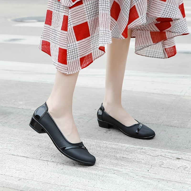 Women's Low Block Heel Shoes Waterproof Work Shoes