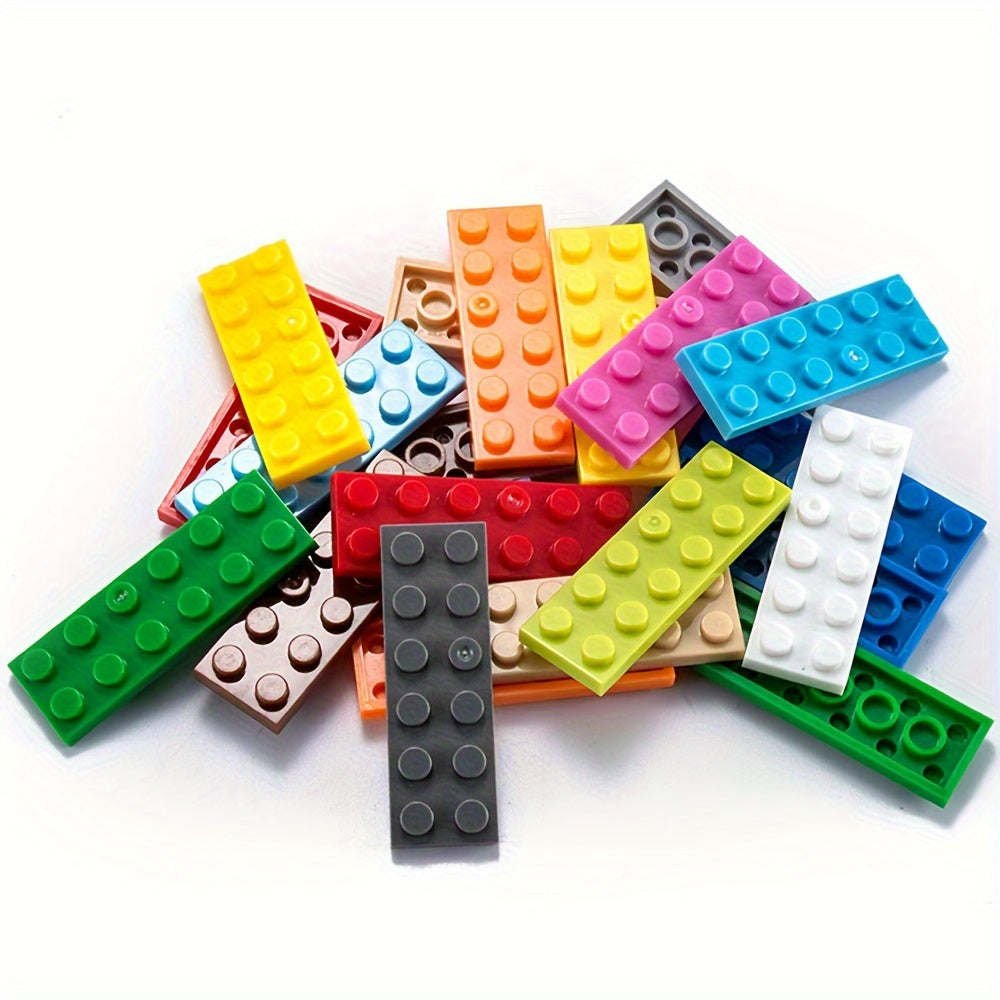 12pcs Building Block Set 2x6 Low Wall Flat Bricks Assorted Colors