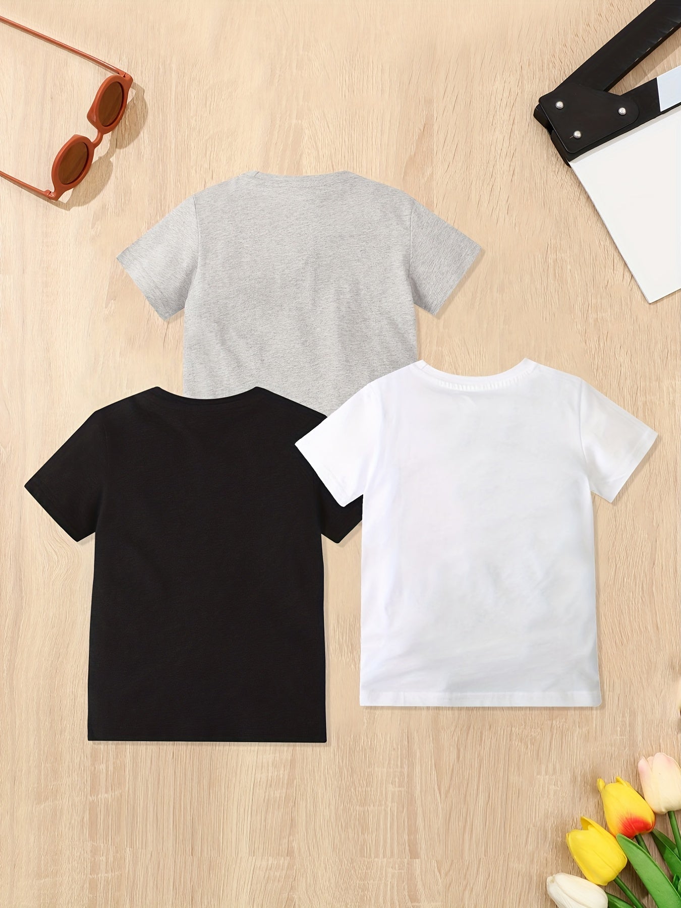 3pcs Pony Print Short Sleeve T shirt Set for Girls