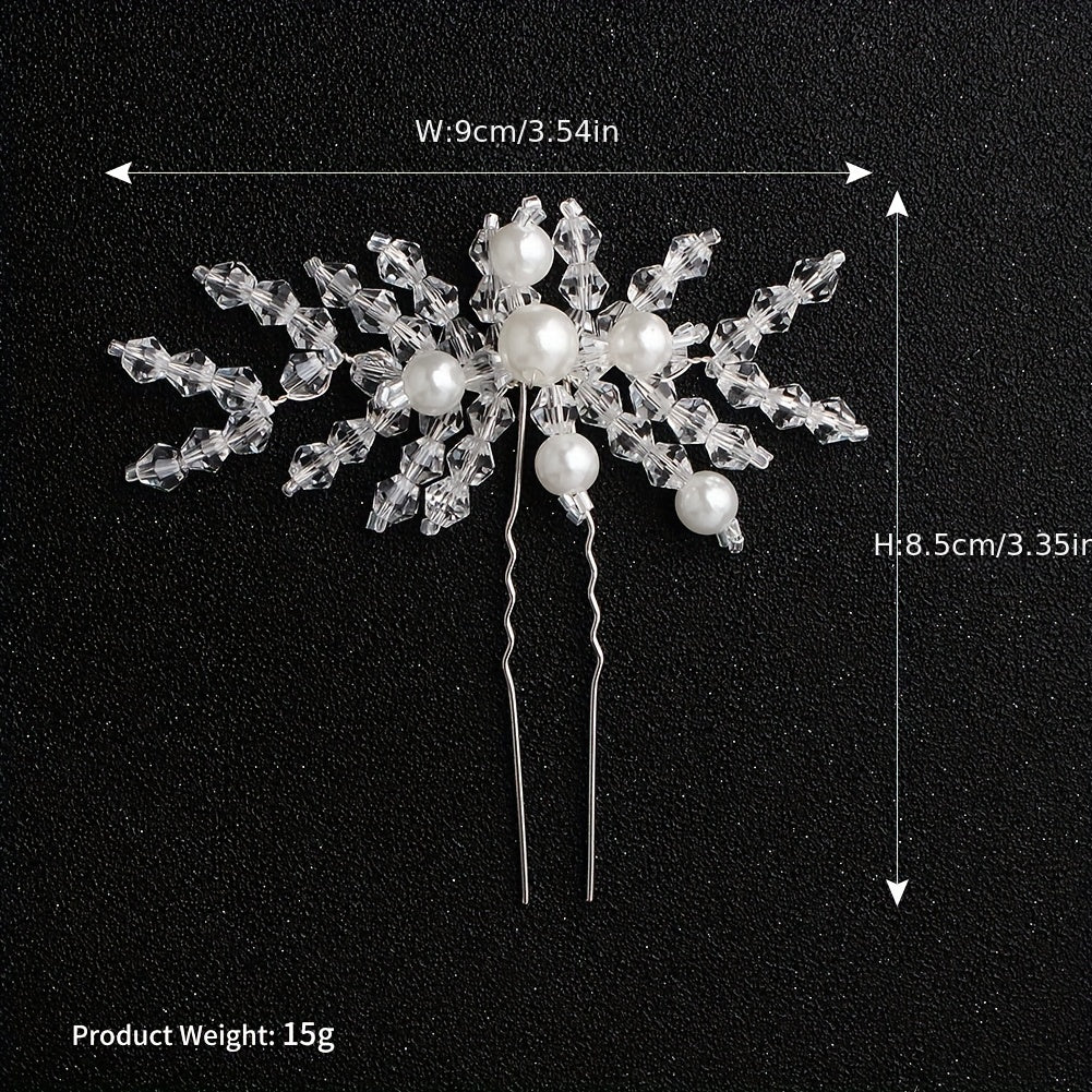 Bridal Hairpin Rhinestone Leaves Faux Pearl Wedding Hair Accessories
