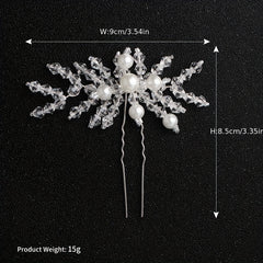 Bridal Hairpin Rhinestone Leaves Faux Pearl Wedding Hair Accessories