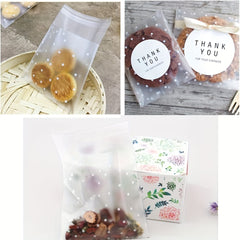 100pcs Transparent Self Sealing Polka Dot Candy Bags