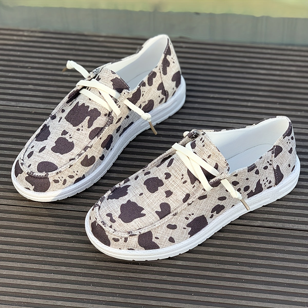 Women's Cow Spot Skateboard Shoes, Stylish & Comfortable Loafers