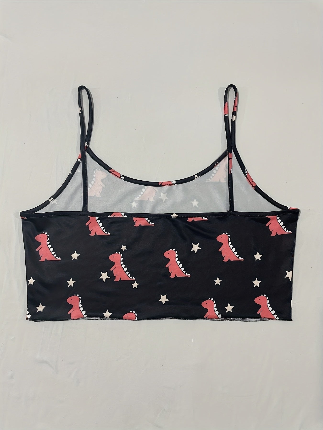 Dinosaur & Star Print Crop Cami Top & Shorts Pajama Set