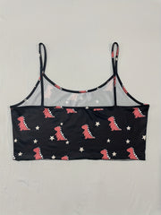 Dinosaur & Star Print Crop Cami Top & Shorts Pajama Set