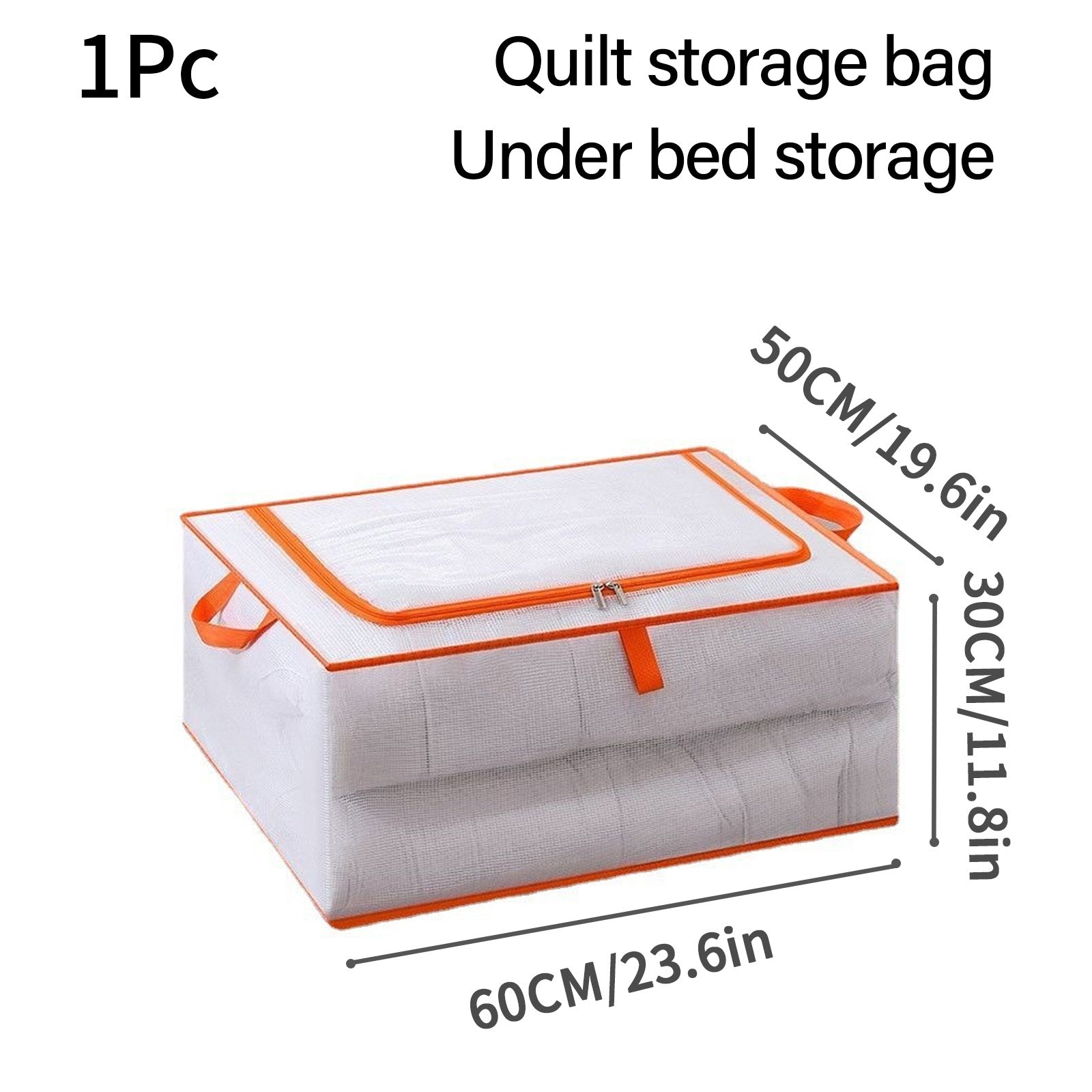 Orange Foldable Clothes Storage Box Sturdy Handles Large Moving Bag