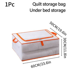 Orange Foldable Clothes Storage Box Sturdy Handles Large Moving Bag