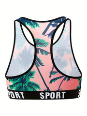 Tropical Print Racer Back Tank Bra