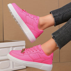 Women's Lightweight Lace Up Board Shoes Non Slip Casual Flat Shoes
