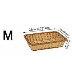 Rattan Weaving Dessert Display Basket for Fruit Bread & Living Room Decor