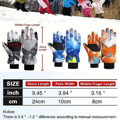 Kids Ski Gloves Waterproof & Non Slip Thickened for Outdoor Riding