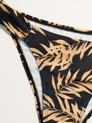 Tropical Print Bandeau Off Shoulder Bikini Set