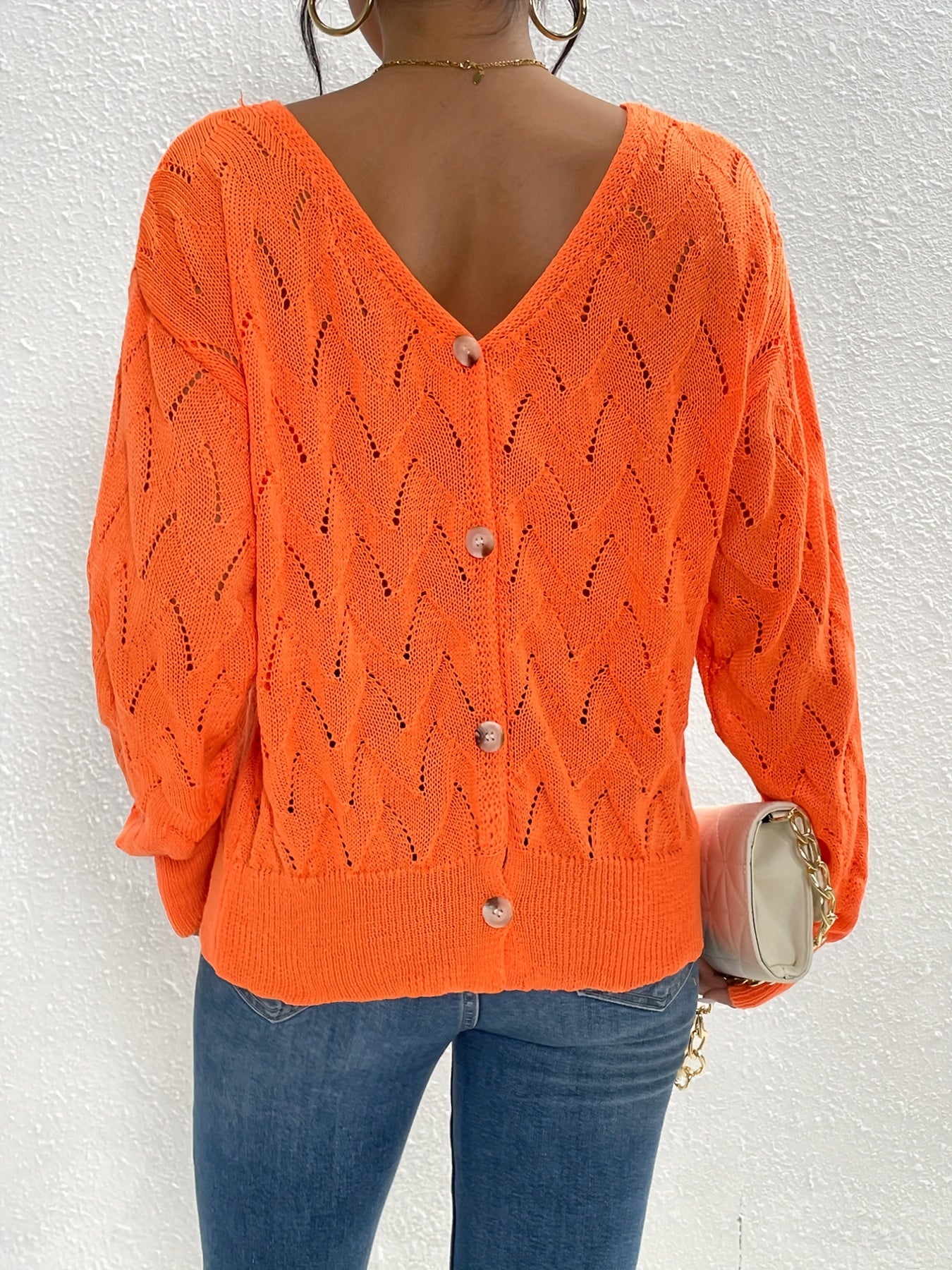 Back Button Sweater Long Sleeve Fall/Winter Casual Women's Clothing