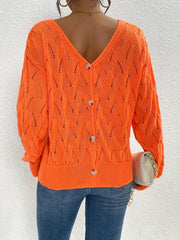 Back Button Sweater Long Sleeve Fall/Winter Casual Women's Clothing