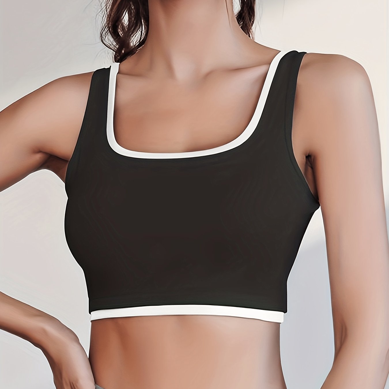 Colorblock Wireless Sports Bra Comfy & Breathable Workout Tank Bra